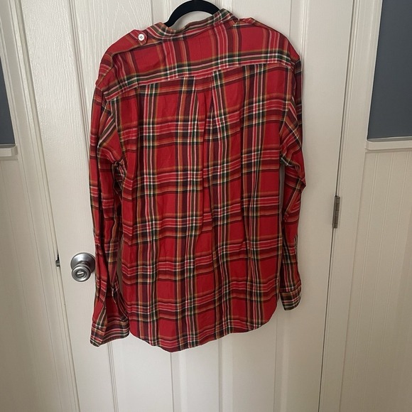 Polo Ralph Lauren Shirt Adult Large Red Plaid Silk Linen Button Up Mens L - Picture 9 of 10